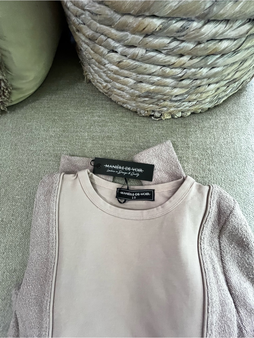 NWT Pale Pink Towelling Panel Top Maniere du Voir UK 10 - Picture 15 of 16